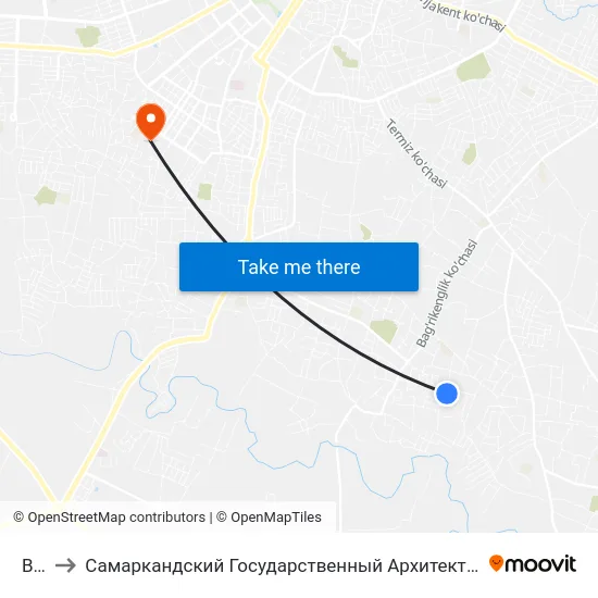 Bekat to Самаркандский Государственный Архитектурно Строительный Институт (Самгаси) map