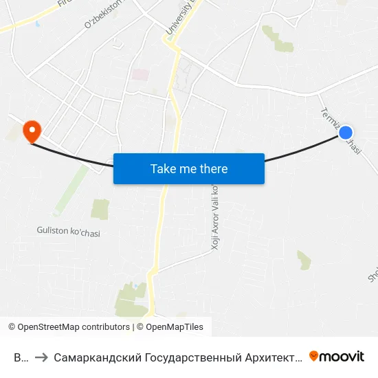Bekat to Самаркандский Государственный Архитектурно Строительный Институт (Самгаси) map