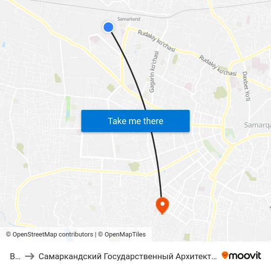 Bekat to Самаркандский Государственный Архитектурно Строительный Институт (Самгаси) map