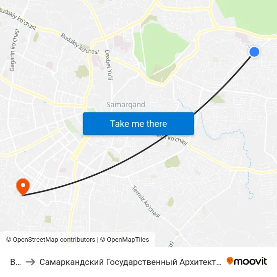 Bekat to Самаркандский Государственный Архитектурно Строительный Институт (Самгаси) map