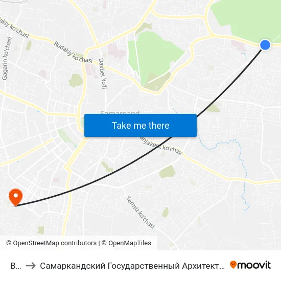 Bekat to Самаркандский Государственный Архитектурно Строительный Институт (Самгаси) map