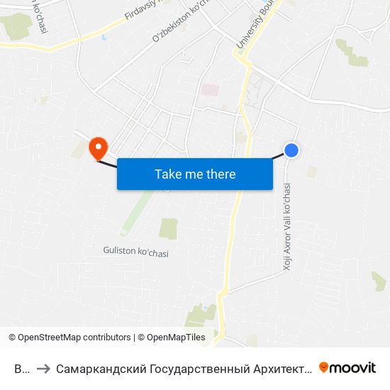 Bekat to Самаркандский Государственный Архитектурно Строительный Институт (Самгаси) map