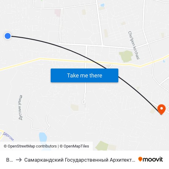 Bekat to Самаркандский Государственный Архитектурно Строительный Институт (Самгаси) map