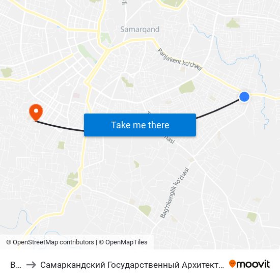 Bekat to Самаркандский Государственный Архитектурно Строительный Институт (Самгаси) map