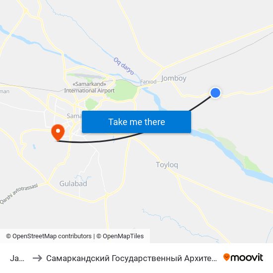Janxo'Zar to Самаркандский Государственный Архитектурно Строительный Институт (Самгаси) map