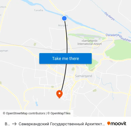 Bekat to Самаркандский Государственный Архитектурно Строительный Институт (Самгаси) map