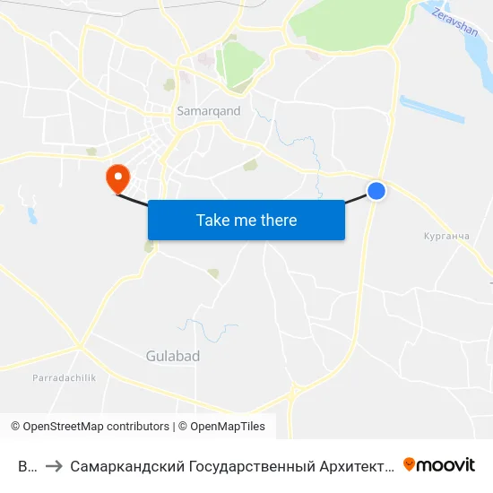 Bekat to Самаркандский Государственный Архитектурно Строительный Институт (Самгаси) map