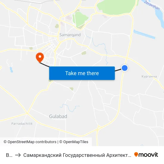 Bekat to Самаркандский Государственный Архитектурно Строительный Институт (Самгаси) map