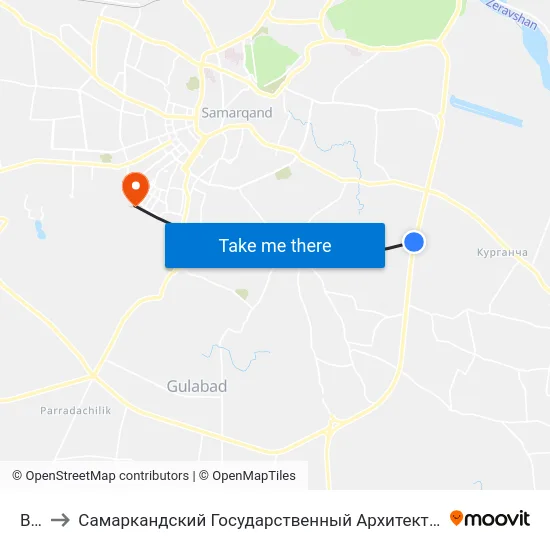 Bekat to Самаркандский Государственный Архитектурно Строительный Институт (Самгаси) map