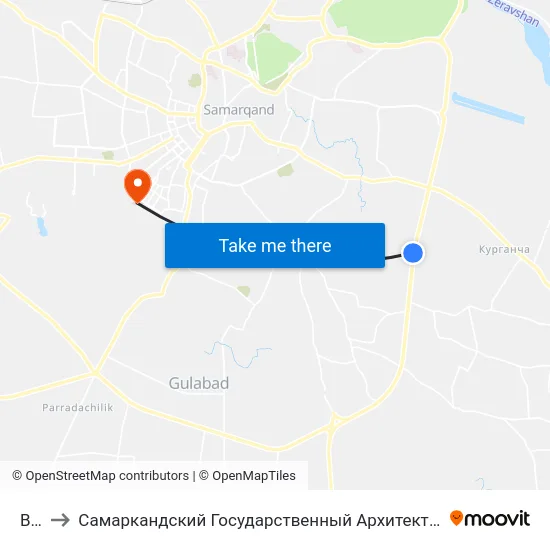 Bekat to Самаркандский Государственный Архитектурно Строительный Институт (Самгаси) map