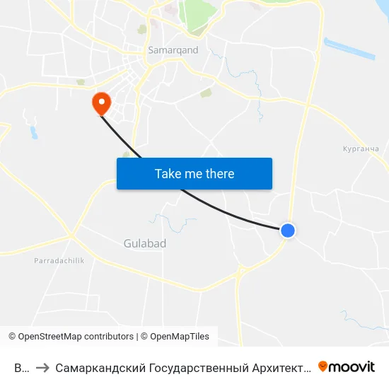 Bekat to Самаркандский Государственный Архитектурно Строительный Институт (Самгаси) map