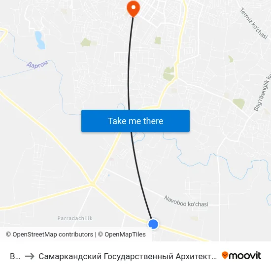 Bekat to Самаркандский Государственный Архитектурно Строительный Институт (Самгаси) map