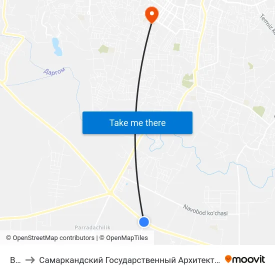 Bekat to Самаркандский Государственный Архитектурно Строительный Институт (Самгаси) map