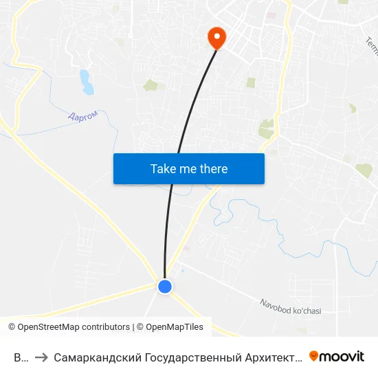 Bekat to Самаркандский Государственный Архитектурно Строительный Институт (Самгаси) map