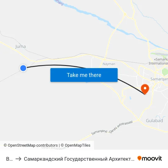 Bekat to Самаркандский Государственный Архитектурно Строительный Институт (Самгаси) map