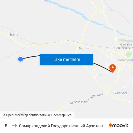 Bekat to Самаркандский Государственный Архитектурно Строительный Институт (Самгаси) map