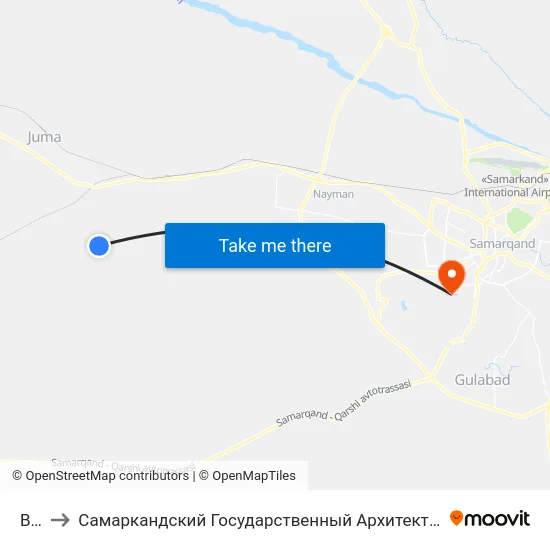 Bekat to Самаркандский Государственный Архитектурно Строительный Институт (Самгаси) map