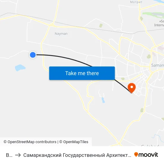 Bekat to Самаркандский Государственный Архитектурно Строительный Институт (Самгаси) map