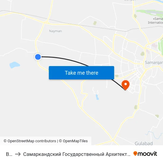 Bekat to Самаркандский Государственный Архитектурно Строительный Институт (Самгаси) map