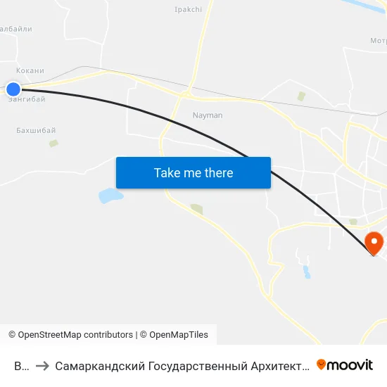 Bekat to Самаркандский Государственный Архитектурно Строительный Институт (Самгаси) map