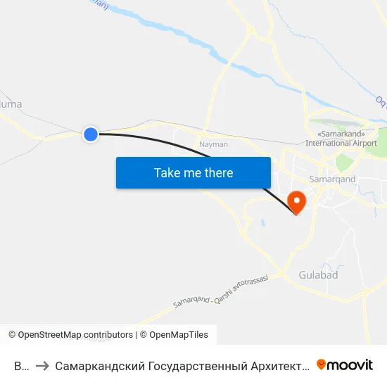 Bekat to Самаркандский Государственный Архитектурно Строительный Институт (Самгаси) map