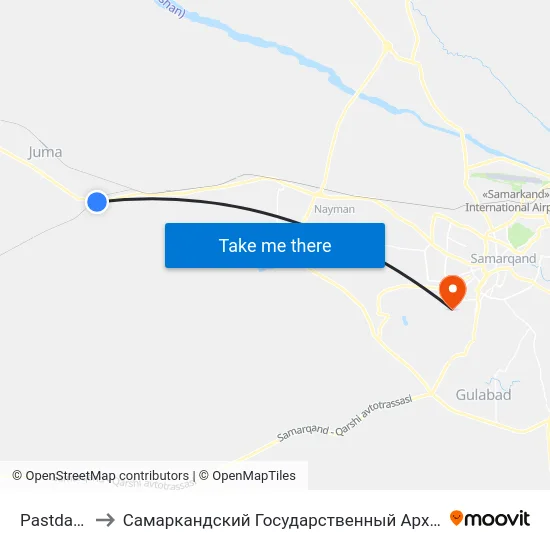 Pastdag'Om Kolleji to Самаркандский Государственный Архитектурно Строительный Институт (Самгаси) map