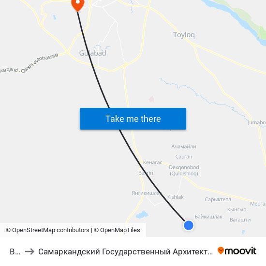 Bekat to Самаркандский Государственный Архитектурно Строительный Институт (Самгаси) map