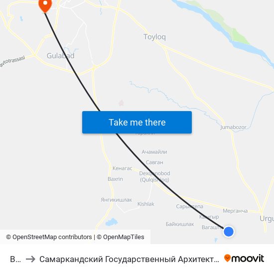 Bekat to Самаркандский Государственный Архитектурно Строительный Институт (Самгаси) map