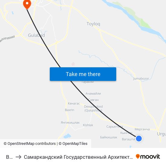 Bekat to Самаркандский Государственный Архитектурно Строительный Институт (Самгаси) map
