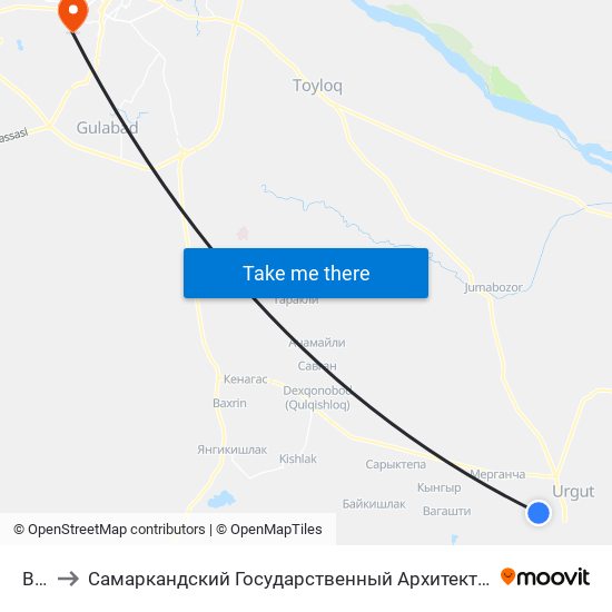 Bekat to Самаркандский Государственный Архитектурно Строительный Институт (Самгаси) map