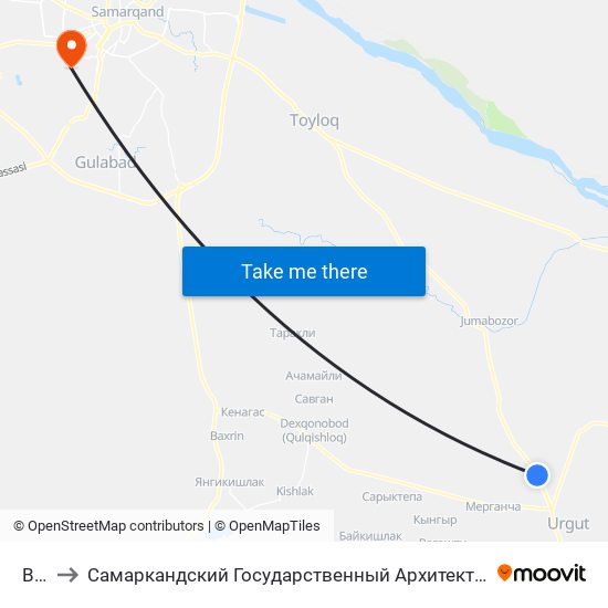 Bekat to Самаркандский Государственный Архитектурно Строительный Институт (Самгаси) map