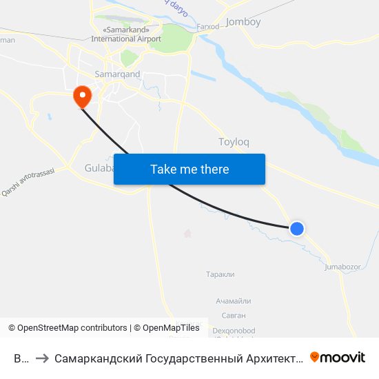 Bekat to Самаркандский Государственный Архитектурно Строительный Институт (Самгаси) map