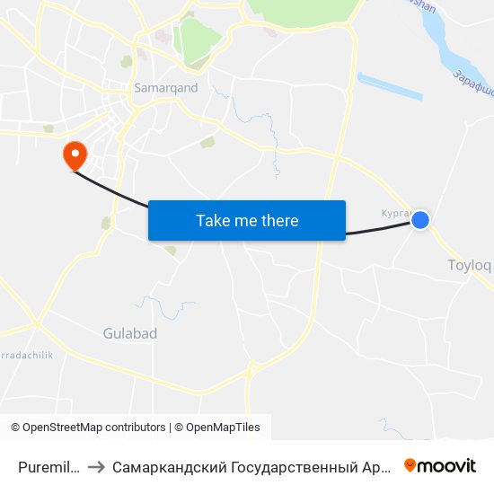Puremilky Products to Самаркандский Государственный Архитектурно Строительный Институт (Самгаси) map