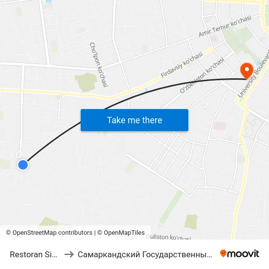 Restoran Siyavush to Самаркандский Государственный Университет map