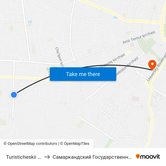 Turisticheskii Kolledzh to Самаркандский Государственный Университет map