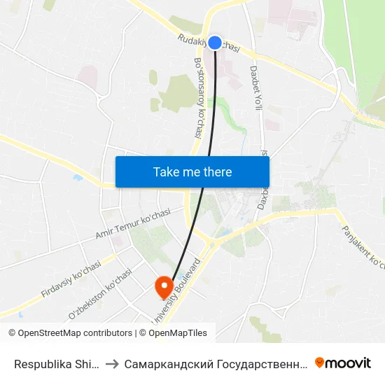 Respublika Shifoxonasi to Самаркандский Государственный Университет map