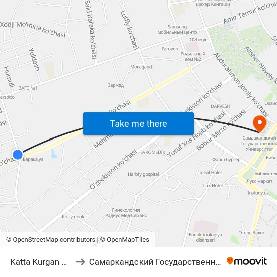Katta Kurgan Street, 20 to Самаркандский Государственный Университет map