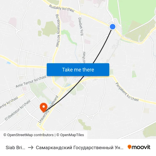 Siab Bridge to Самаркандский Государственный Университет map