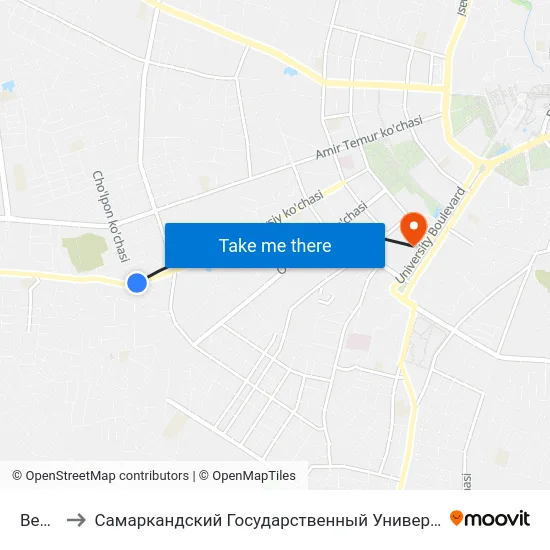Bekat to Самаркандский Государственный Университет map
