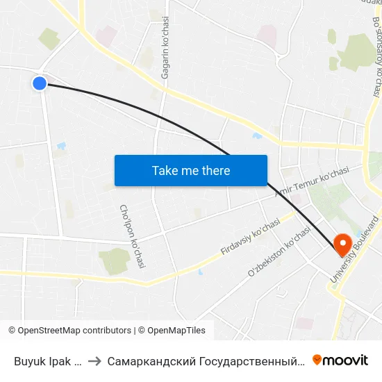 Buyuk Ipak Yuli, 4 to Самаркандский Государственный Университет map