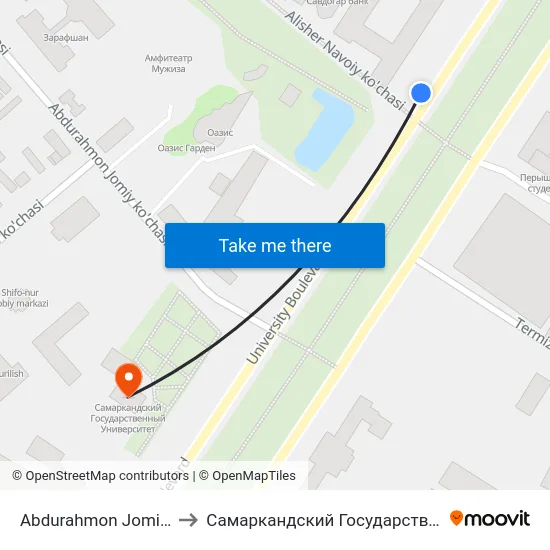 Abdurahmon Jomiy Ko'Chasi, 59 to Самаркандский Государственный Университет map