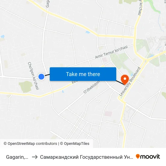 Gagarin, 192 to Самаркандский Государственный Университет map