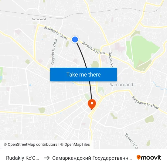 Rudakiy Ko'Chasi, 164 to Самаркандский Государственный Университет map