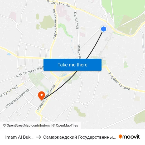 Imam Al Bukhari St. to Самаркандский Государственный Университет map