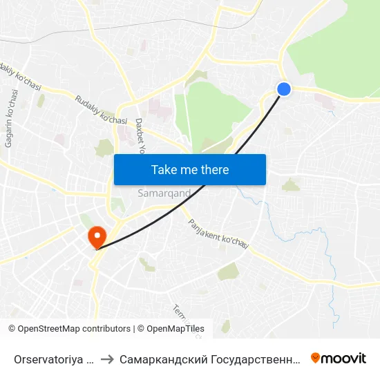 Orservatoriya Ulugbek to Самаркандский Государственный Университет map