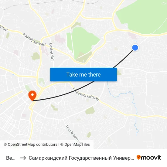 Bekat to Самаркандский Государственный Университет map
