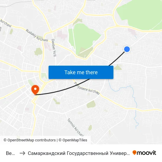 Bekat to Самаркандский Государственный Университет map