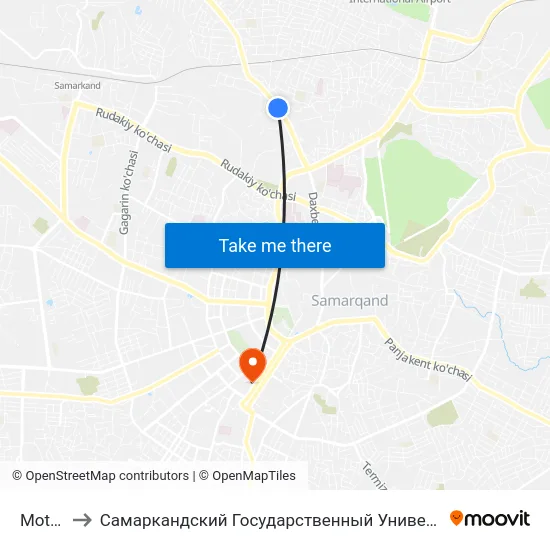 Motrid to Самаркандский Государственный Университет map