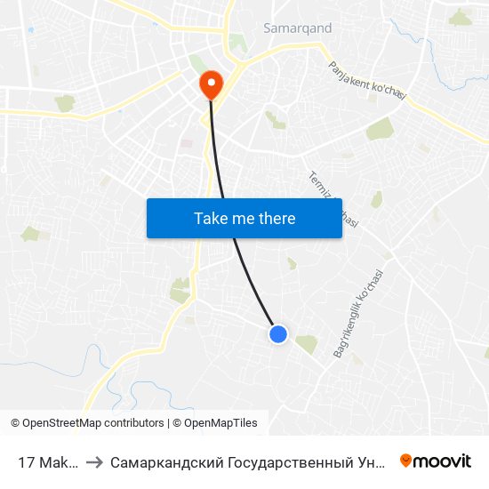 17 Maktab to Самаркандский Государственный Университет map