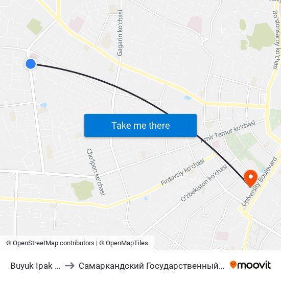 Buyuk Ipak Yuli, 4 to Самаркандский Государственный Университет map